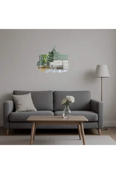 Akman Üzeri Okul ve Otobüs Temalı Dekoratif Aynalı Tablo 15,8 cm x 13,4 cm - ACL6204938-2977 - 5