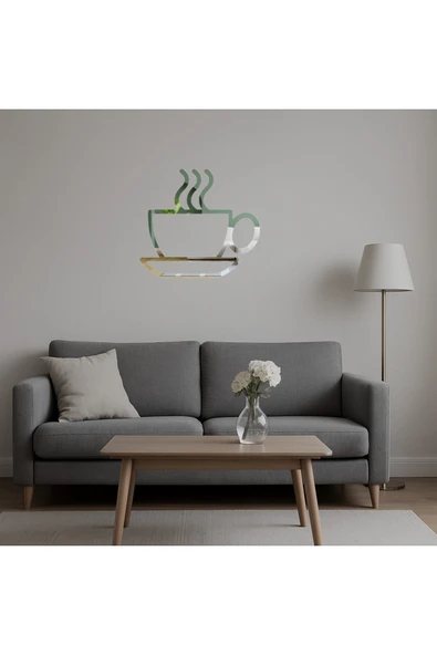 Akman Çay veya Kahve Fincanı Dekoratif Duvar Aynalı Tablosu 15,7 cm x 14,2 cm - ACL6203803-8893 - 5