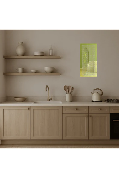 Akman Soyut Çiçek ve Geometrik Desenli Duvar Altın Aynalı Tablosu 11,9 cm x 23,9 cm - ACL6201247-8767 - Resim 3