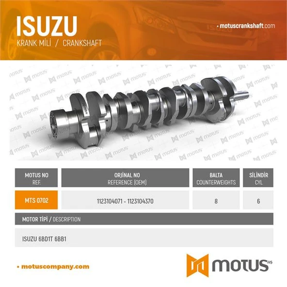 İsuzu Ticarı Krank MILI İsuzu Kamyon 6bd1 T 6bb1 Hitachı - Motus 702 ürün görseli 1