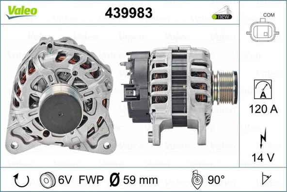 Renault Alternator 12v 120a Clio IV 12> Dokker 12> Duster 10> Logan II 12> Sandero II 12> 1.5 DCI - Valeo 439983 - Resim 1
