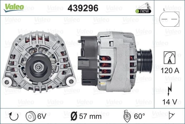 Mercedes Alternator (14v 120a) C-Class W203 00>02 Cl203 01>02 S203 01>02 - Valeo 439296 - Resim 1