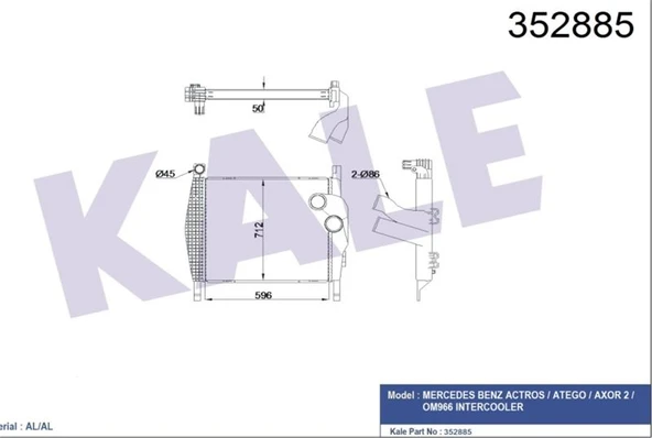 Mercedes Truck Turbo Radyatoru Mercedes Benz Actros Atego Axor Om906 - Kale 352885 ürün görseli