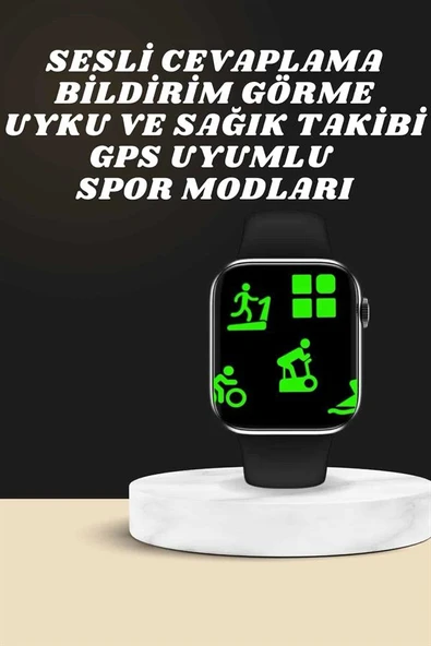 Akıllı Saat Wireless Şarj Yüksek Çözünürlüklü Müzik Dinleme Sesli Cevaplama - 4