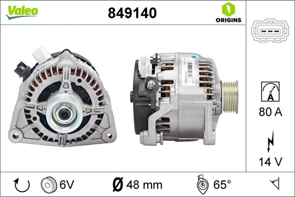 Ford Alternator 12v 90a Focus 1,8tdci / 1,6 Zetec E 16v / 2,0 16v Focus Rs 98>04 - Valeo 849140 - Resim 1