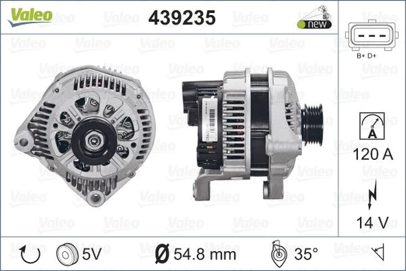 Bmw Alternator 12v 120a Bmw E38 E39 E46  X5 M47 M57 - Valeo 439235 - Resim 1