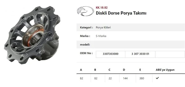 Dorse Truck Dingil Poryası Dorse Diskli E.m Model Skrb Saf Diskli Pilot - Kurtsan Kk.18.82 ürün görseli
