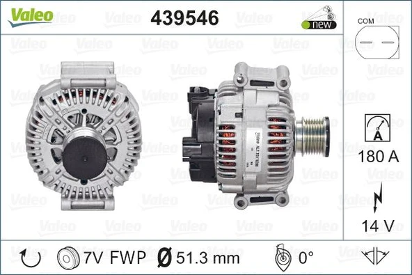 Mercedes Alternator (14v 180a) W169 04>12 W204 09>14 W212 09>15 W164 09>11 Vito W639 06> Sprinter 906 06>09 - Valeo 439546 - Resim 1
