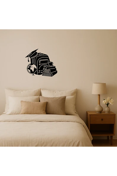 Akman Kitap ve Okul Çantası Dekoratif Tablo 31,3 cm x 27,1 cm - ACL6208413-4584