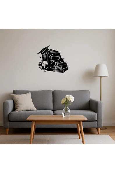 Akman Kitap ve Okul Çantası Dekoratif Tablo 31,3 cm x 27,1 cm - ACL6208413-4584 - 4