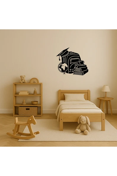 Akman Kitap ve Okul Çantası Dekoratif Tablo 31,3 cm x 27,1 cm - ACL6208413-4584 - 3