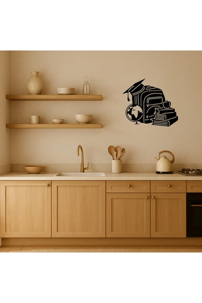 Akman Kitap ve Okul Çantası Dekoratif Tablo 31,3 cm x 27,1 cm - ACL6208413-4584 - 2