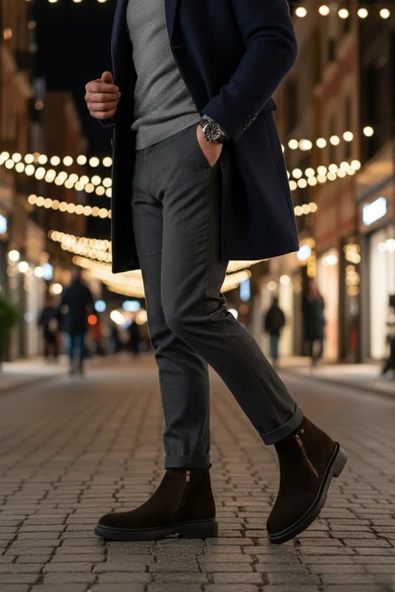 Muggo ASTRA Hakiki Deri Çift Fermuarlı Erkek Casual Kışlık Bot - 7