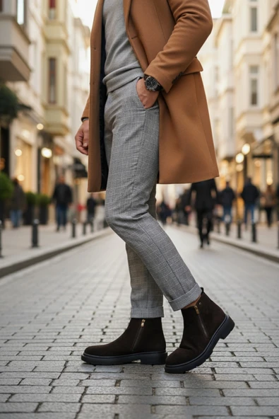 Muggo ASTRA Hakiki Deri Çift Fermuarlı Erkek Casual Kışlık Bot - 8