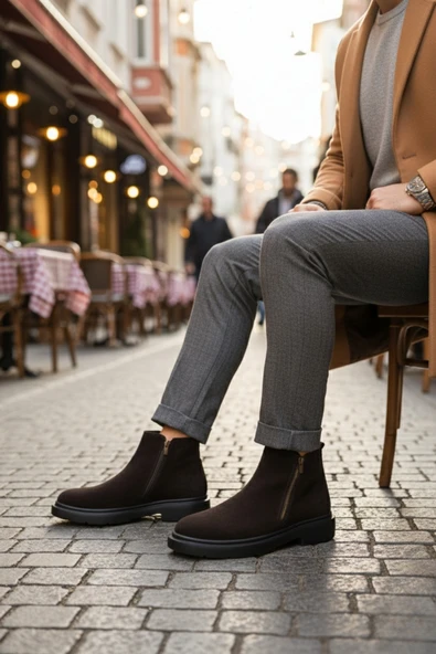 Muggo ASTRA Hakiki Deri Çift Fermuarlı Erkek Casual Kışlık Bot - 6