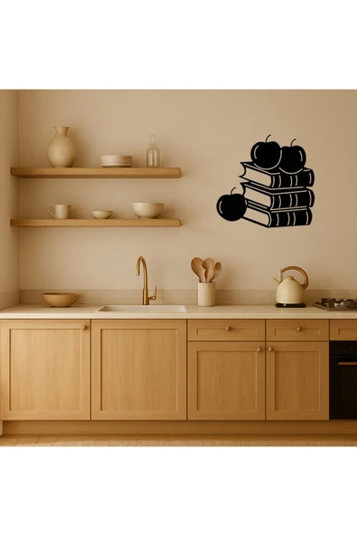 Akman Kitaplar ve Elmaları Tasvir Eden MDF Dekor Tablo 31,4 cm x 29,7 cm - ACL6205776-6514 - 2