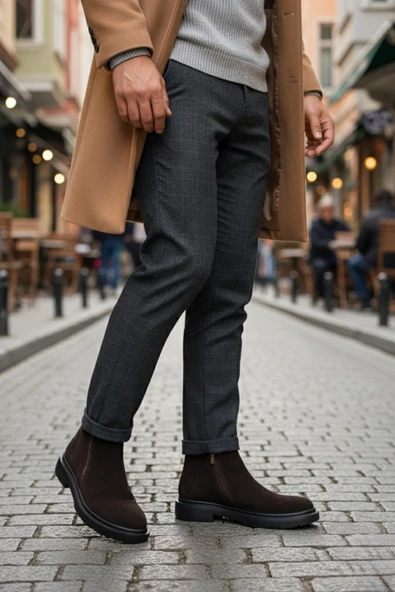 Muggo ASTRA Hakiki Deri Çift Fermuarlı Erkek Casual Kışlık Bot - 5