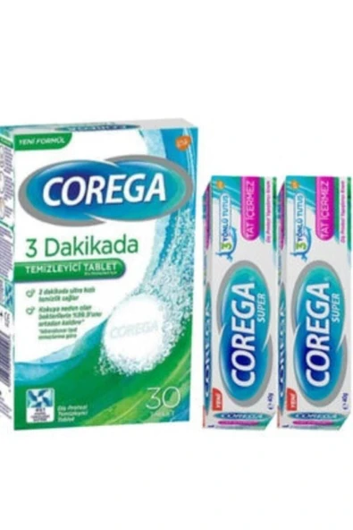 Diş Protezi Temizleyici Tablet 30 Adet Ve Krem Tat Içermez 40 gr X 2 Adet
