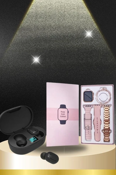 Nabız Ölçer Hediye Bileklikli Akıllı Saat ve Dijital Göstergeli Bluetooth Kulaklık Çoklu Şarj Girişi - Resim 4