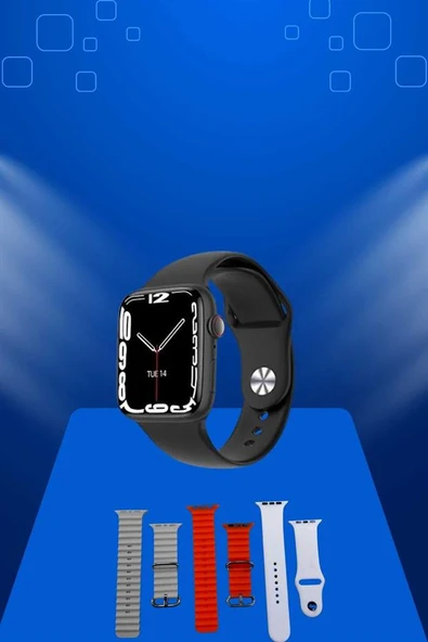 Akıllı Saat Arama Görüşme Bildirim Görme Uyku ve Sağlık Takibi Nabız Ölçer 3 Kordon Hediyeli - 5