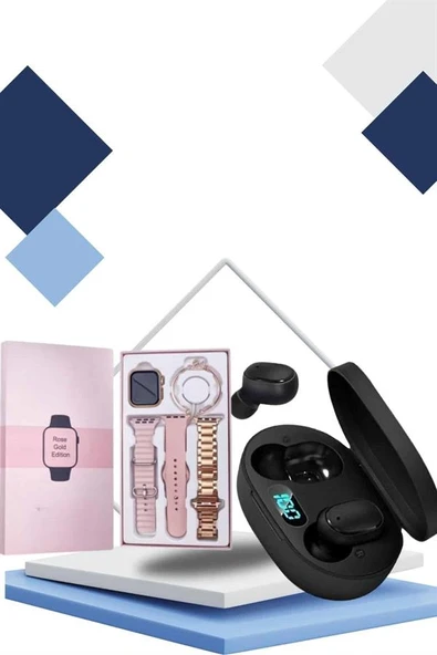 Nabız Ölçer Hediye Bileklikli Akıllı Saat ve Dijital Göstergeli Bluetooth Kulaklık Çoklu Şarj Girişi - Resim 5