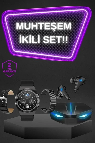 Kablosuz Bluetooth Bağlantılı Kulaklık ve Dokunmatik Ekran Akıllı Saat Arama Cevaplama - Resim 2