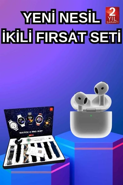 3.Nesil TWS Bluetooth Kulaklık Bluetooth Bağlantılı Akıllı Saat Amoled Ekran Plastik Hasır Kordon - Resim 2