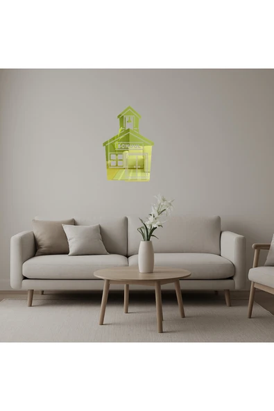 Akman Detaylı Okul Binası Dekoratif Altın Aynalı Tablo 21,2 cm x 31,3 cm - ACL6204700-4569