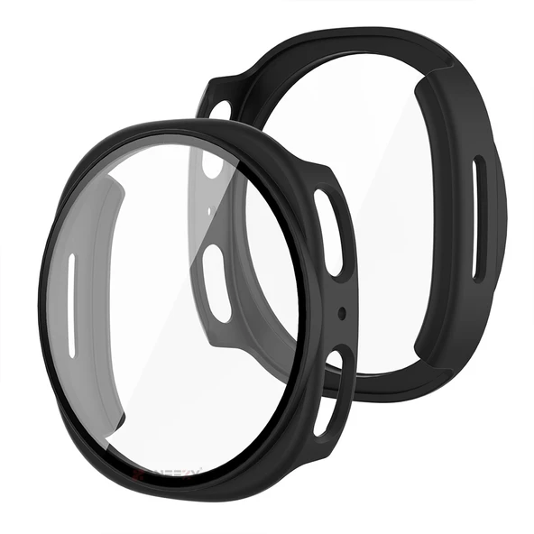 Samsung Galaxy Watch 8 40mm Uyumlu Kılıf Sert PC Kasa ve Ekran Koruyucu Kılıf  Siyah - Resim 2