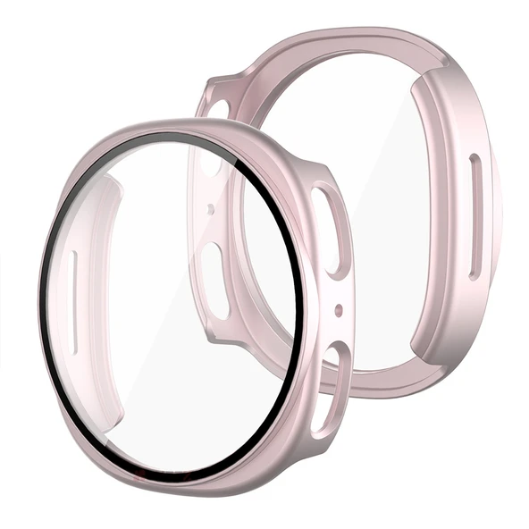 Samsung Galaxy Watch 8 40mm Uyumlu Kılıf Sert PC Kasa ve Ekran Koruyucu Kılıf  Rose Gold - Resim 2