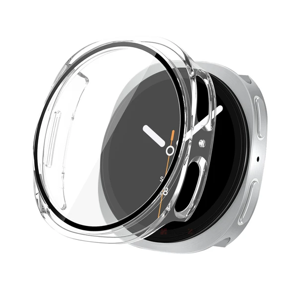 Samsung Galaxy Watch 8 40mm Uyumlu Kılıf Sert PC Kasa ve Ekran Koruyucu Kılıf  Şeffaf ürün görseli