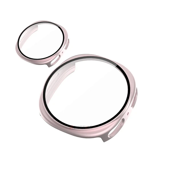 Samsung Galaxy Watch 8 40mm Uyumlu Kılıf Sert PC Kasa ve Ekran Koruyucu Kılıf  Rose Gold - Resim 4