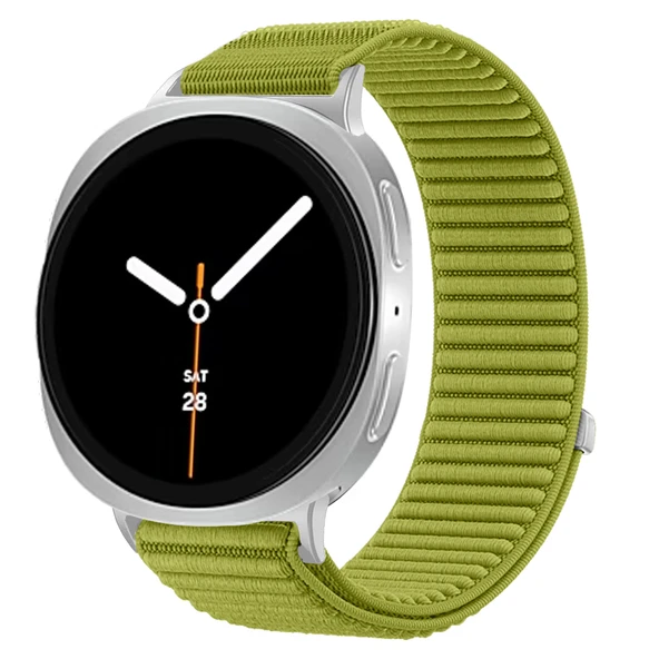 Samsung Galaxy Watch 8 44mm 40mm 47mm İle Uyumlu Naylon Spor Loop Kordon Ayarlanabilir Rahat ve Dayanıklı  Yeşil ürün görseli