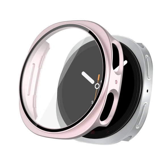 Samsung Galaxy Watch 8 40mm Uyumlu Kılıf Sert PC Kasa ve Ekran Koruyucu Kılıf  Rose Gold ürün görseli