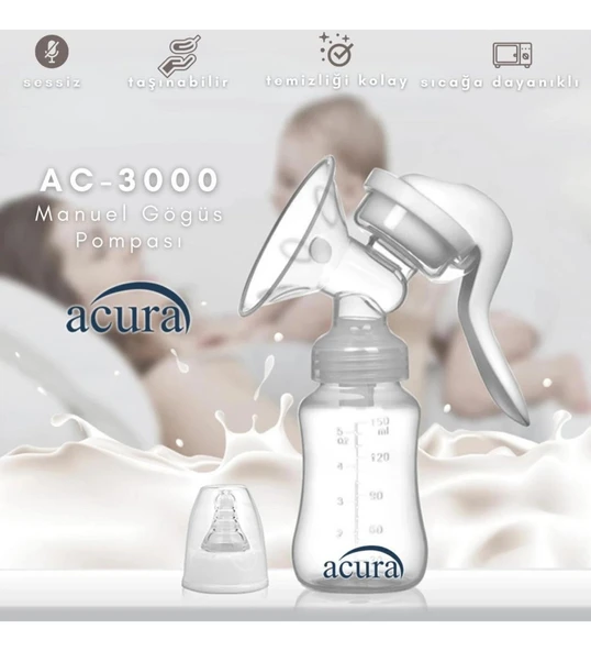 Acura AC-3000 Masaj ve Biberon Özellikli Manuel Göğüs Pompası - 3