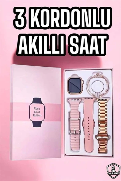 Akıllı Saat Amoled Ekran 3 Kordonlu Aksesuar Hediyeli Sesli Görüşme - Resim 2