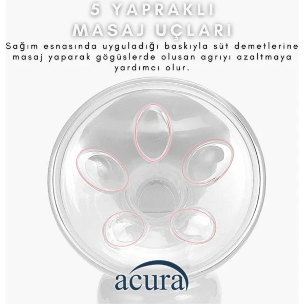 Acura AC-3000 Masaj ve Biberon Özellikli Manuel Göğüs Pompası - 5