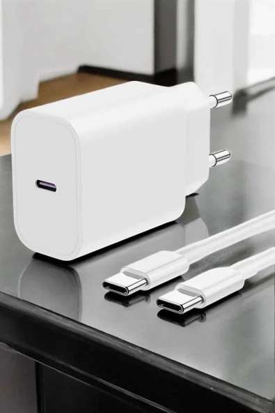 İOS Uyumlu Type-C Girişli Hızlı Şarj 15/15 Pro Max Adaptör ve Kablosu - 5