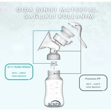 Acura AC-3000 Masaj ve Biberon Özellikli Manuel Göğüs Pompası - 6