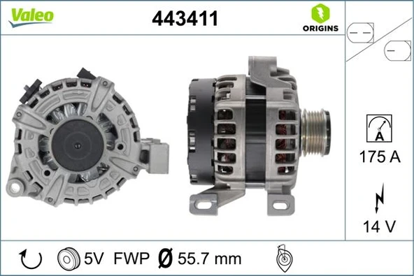 Volvo Alternator Komple Volvo S60 II (134) 2.0 T 12>15 V40 (525, 526) D3-D4 -T4-T5 12> V60 I (155, 157) D4 - Valeo 443411 - Resim 1