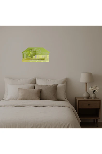 Akman Okul Binası Temalı Dekoratif Altın Aynalı Tablo 47 cm x 24,1 cm - ACL6204782-9976 - 2