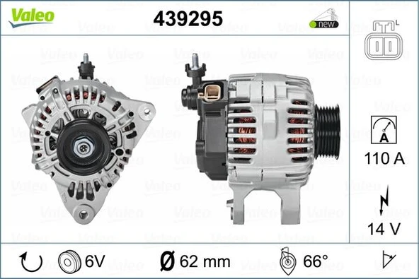 Hyundaı Alternator 12v 110a Coupe Sonata 2,5 1998-2004 Trajet - Valeo 439295 - Resim 1
