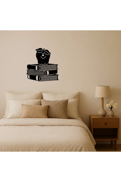Akman Kitap ve Elma Temalı Dekoratif MDF Tablo 46 cm x 47,1 cm - ACL6205805-8446 - 1