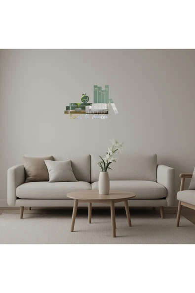 Akman Okula Dönüş Kitapları Temalı Dekoratif Aynalı Tablo 47,4 cm x 29,8 cm - ACL6204169-9614