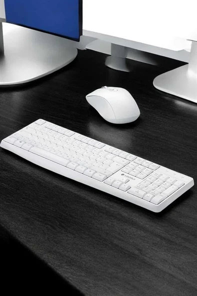 Beyaz Kablosuz Klavye Fare Seti Kablosuz Fare USB Alıcı PC Uyumlu - 3
