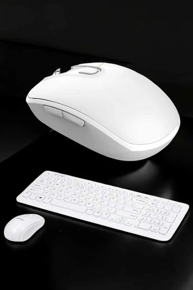 Beyaz Kablosuz Klavye Fare Seti Kablosuz Fare USB Alıcı PC Uyumlu