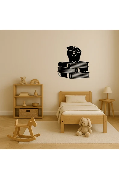 Akman Kitap ve Elma Temalı Dekoratif MDF Tablo 46 cm x 47,1 cm - ACL6205805-8446 - 3