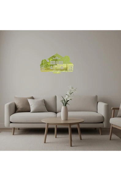 Akman Modern Okul Binası Dekoratif Altın Aynalı Tablo 47,5 cm x 29 cm - ACL6203218-2491