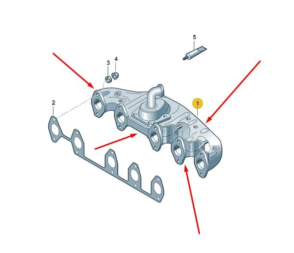 Vag Egzoz Manıfoldu Transporter T5 2,5tdi Axd Axe Blj 03>10 (304l Paslanmaz Celikten Uretilmistir) - Gqp Vw008 ürün görseli