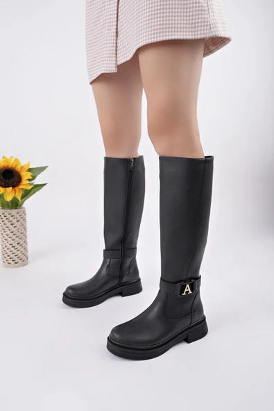 Muggo AVENTRA Kemer ve Toka Detaylı Fermuarlı Kadın Çizme - 6